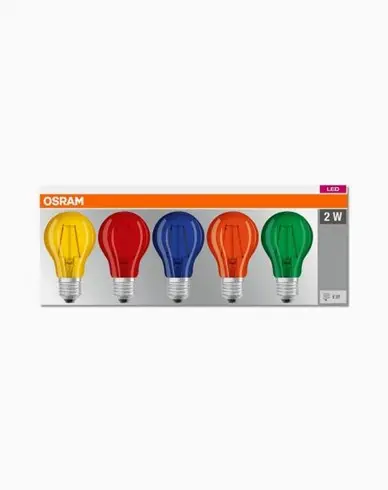 Osram LED-pære NORMAL E27 Fargede 5-PACK blå/grønn/orange/gul/rød
