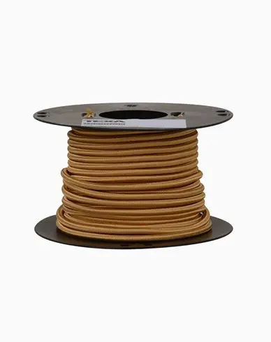 Texa Design Glatt vevd tekstil kabel 25m - Gull