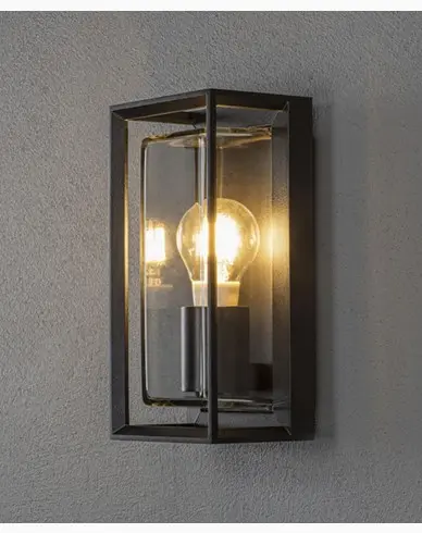 Konstsmide Brindisi vegglampe E27 svart, klart glass