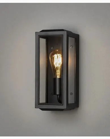 Konstsmide Carpi vegglykte svart small klart glass E27