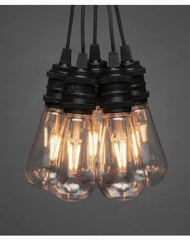 Konstsmide Slynge E27 10 amber utskiftbare LED svart dim 24V / IP44