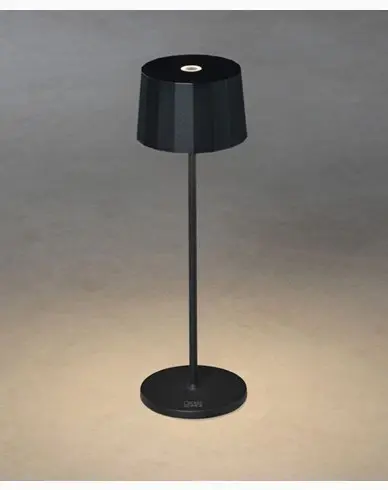 Konstsmide Positano svart rund USB 2700K/3000K kan dimmes