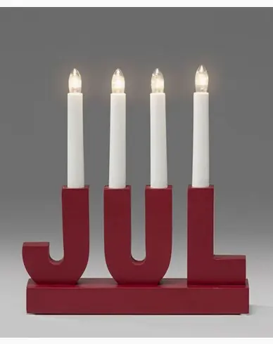 Konstsmide Elektrisk lysestake 4 lys JULETRE rød 230V