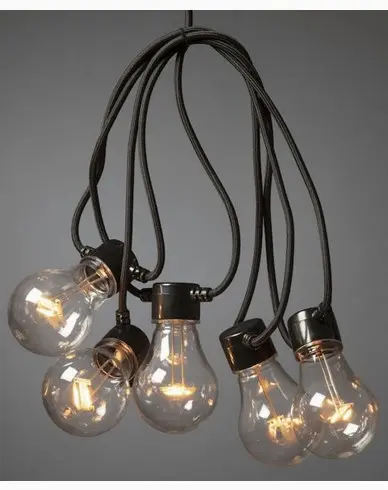 Konstsmide Lysløkke E27 10 gul LED svart tekstilkabel 24V / IP20