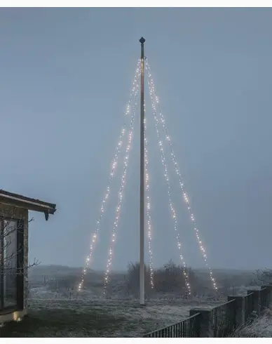 Konstsmide Flaggstangsløyfe 5x100 frost. Varm hvit LED svart myk kabel 24V / IP44