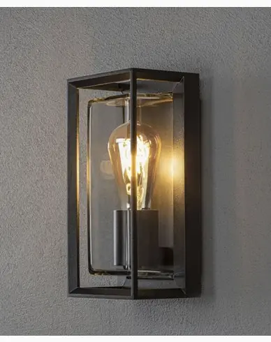 Konstsmide vegglampe Brindisi Klarglass Svart E27. Sensor.