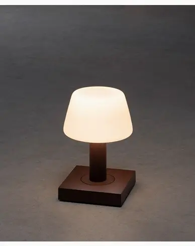 Konstsmide Monaco bordlampe 2700K/3000K dimbart rust/hvitt glass