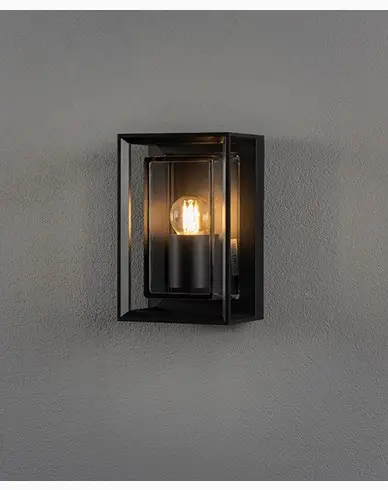 Konstsmide Brindisi mini vegglampe E27 sort med klart glass