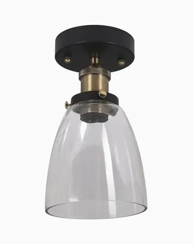 PR Home Kappa Taklampe Svart/Messing Klar 14cm