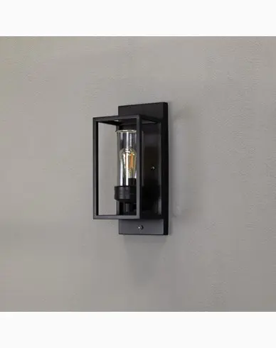 Konstsmide Trani Vegglampe Skumringsrelé Svart E27 Gløde Klart glass