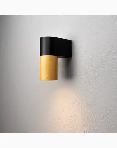 Konstsmide Temi Vegglampe ned LED GU10 Svart/Gull med Klart glass