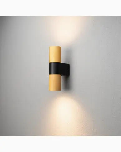 Konstsmide Temi Vegglampe opp/ned LED GU10 Svart/Gull med Klart glass