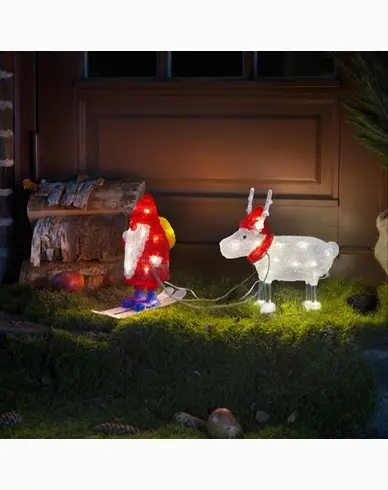 Konstsmide Julenisse med reinsdyr, Juledekorasjon i akryl 40 LED