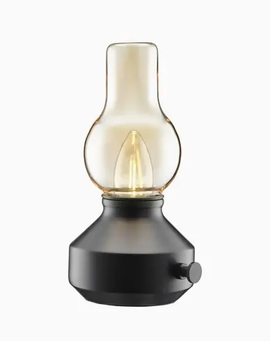 PR Home Glimt Bordlampe Oppladbar Svart