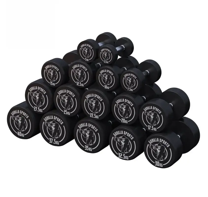 Gorilla Sports Dumbbells GS Rubber - 2,5-40 kg, Gummimanualer