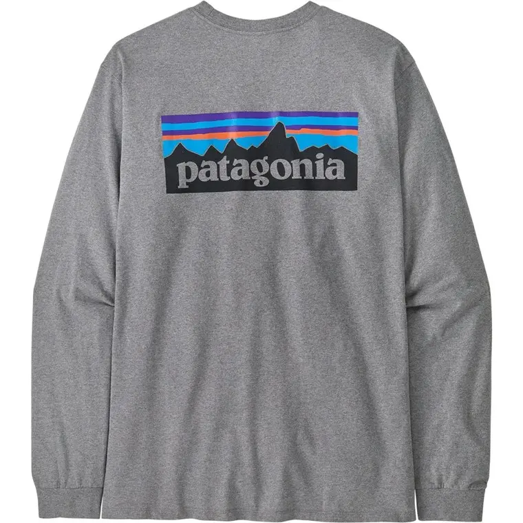 Patagonia P-6 Logo LS Responsibili-Tee Men Gravel Heather