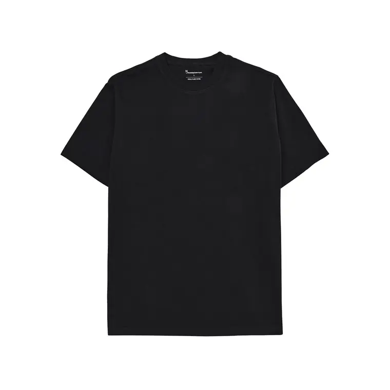 KnowledgeCotton Apparel Tee With Flaglabel Black Jet