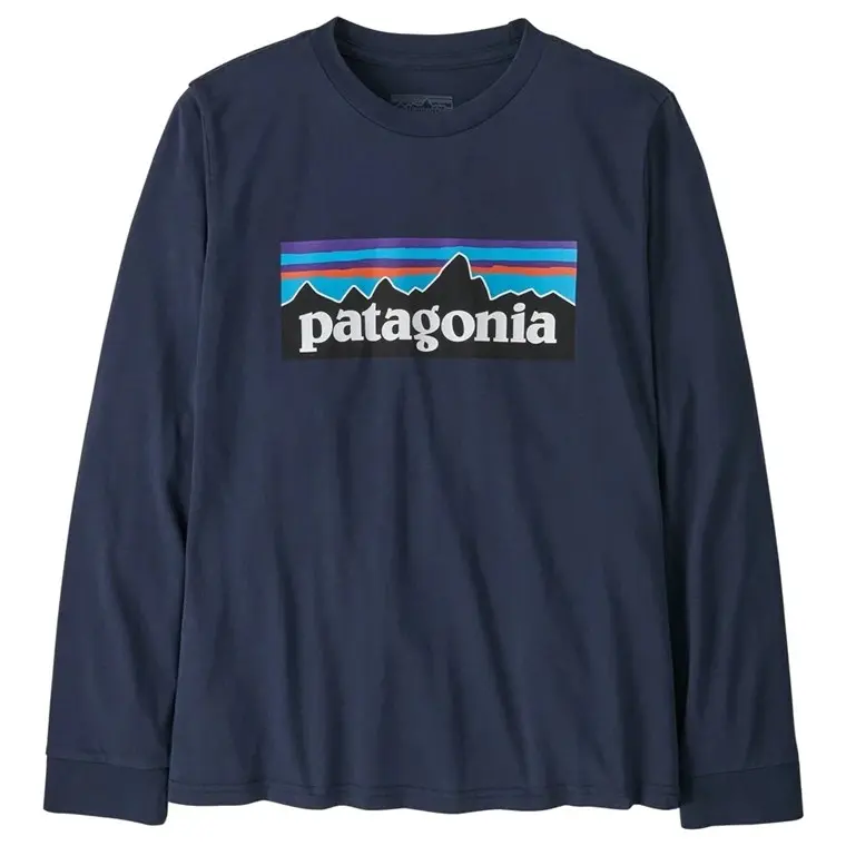 Patagonia K's L/S P-6 Logo T-Shirt New Navy