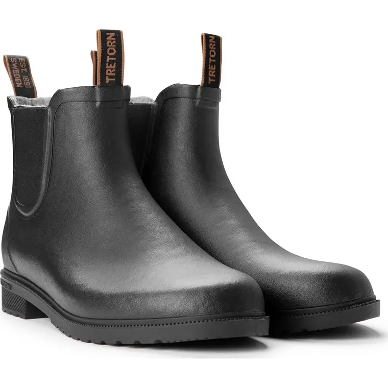 Tretorn Chelsea Classic Wool Rubber Boots Black