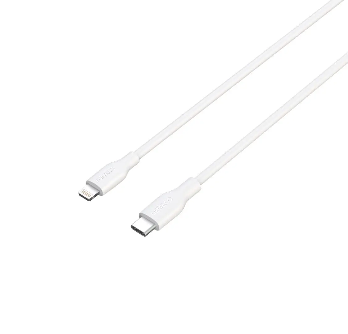 Deltaco - USB-C - Lightning-kabel, 1m, hvit