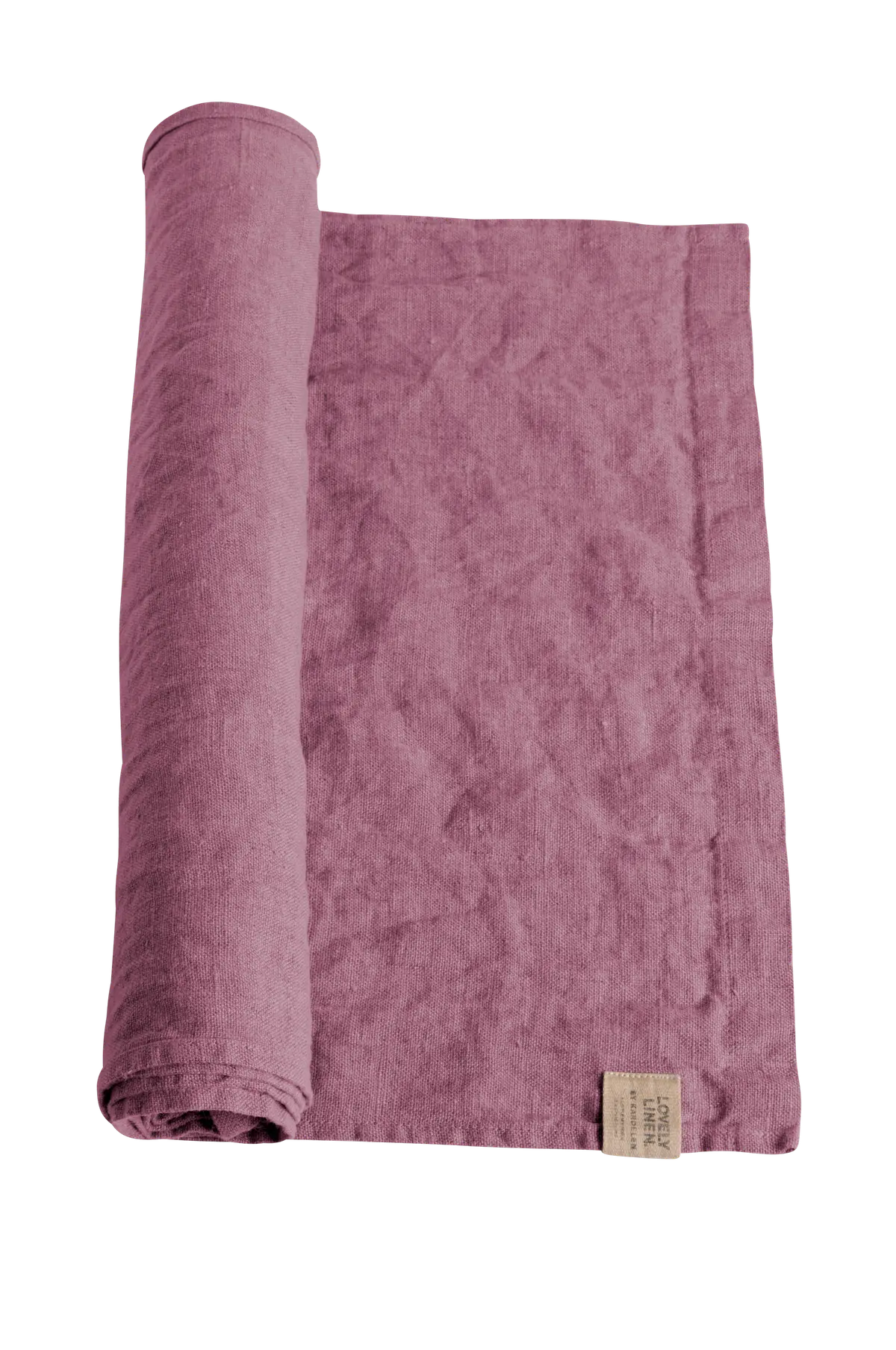 Bordløper « Lovely » i vasket lin Gammel rose