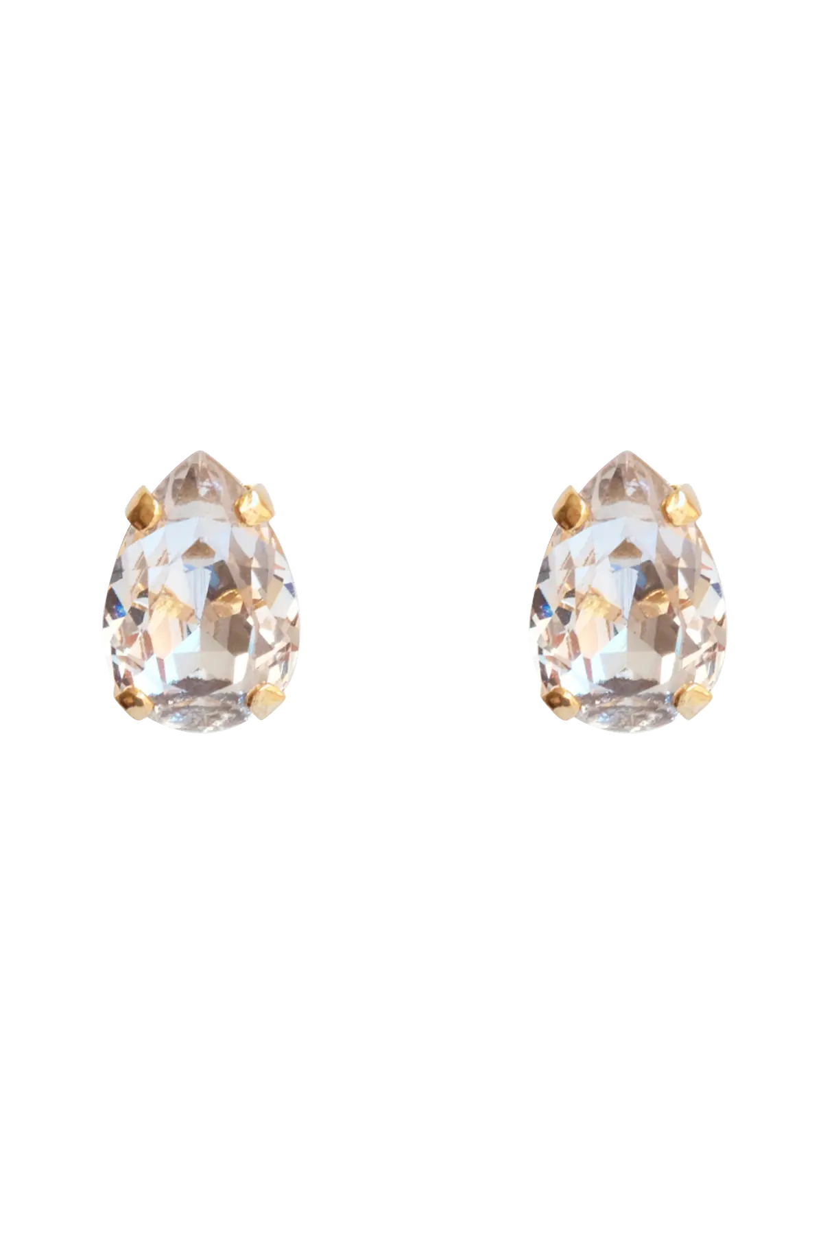 Øredobber Petite Drop Stud Earring Gold Crystal 001