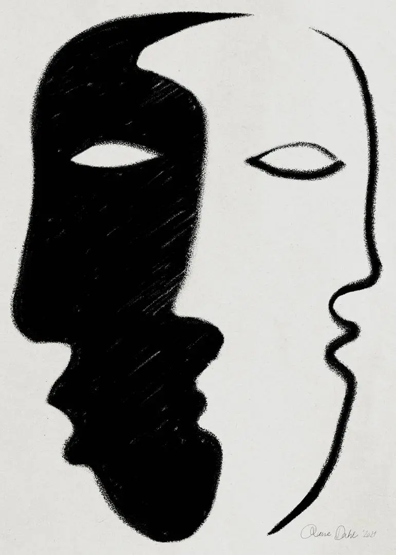 Poster Face to Face Svart