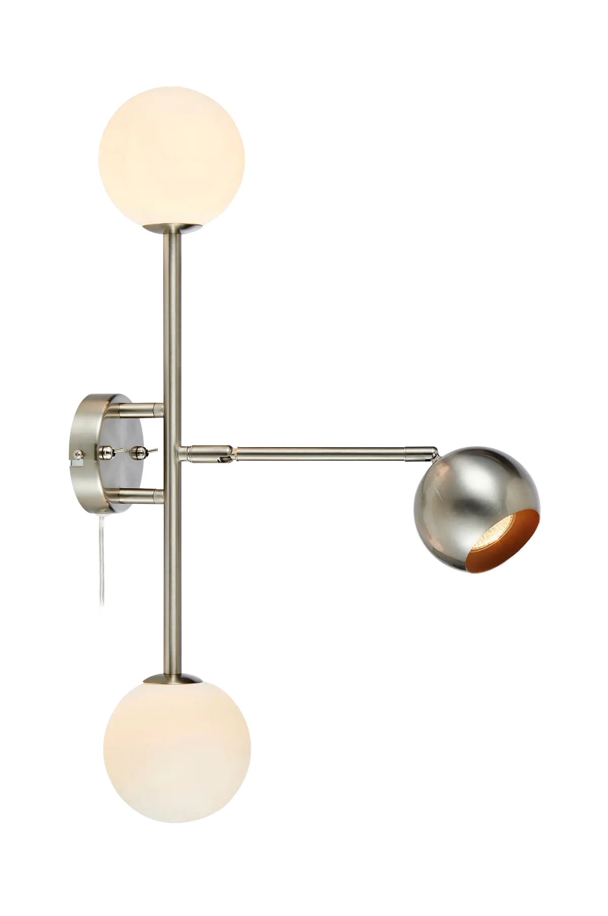 Vegglampe BESIDE 3L Stål/vit