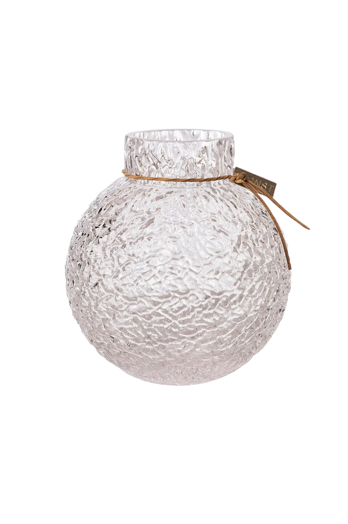 Glassvase rund mønstret tekstur Ø 13 cm, h 14 cm Transparent