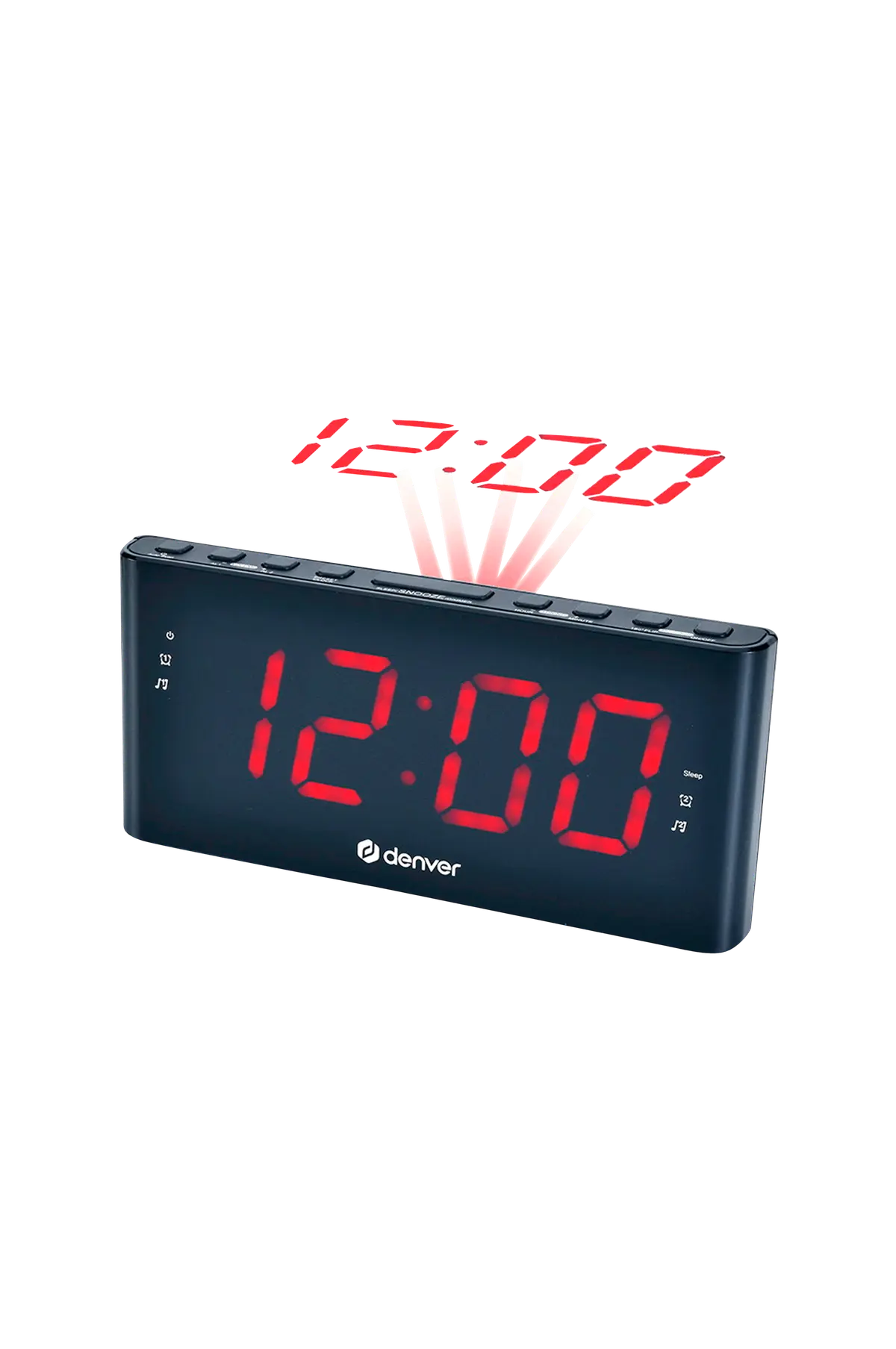 Klokkeradio med projeksjon og to alarmer