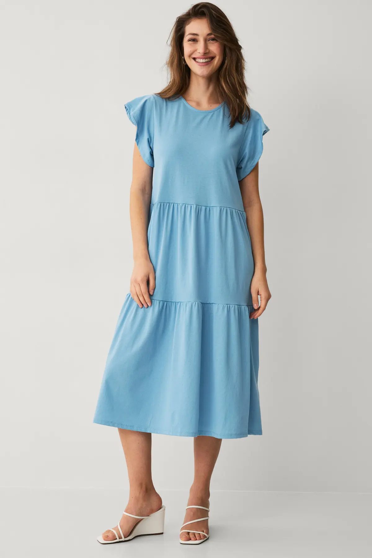 Kjole viSummer S/S Midi Dress Blissful blue