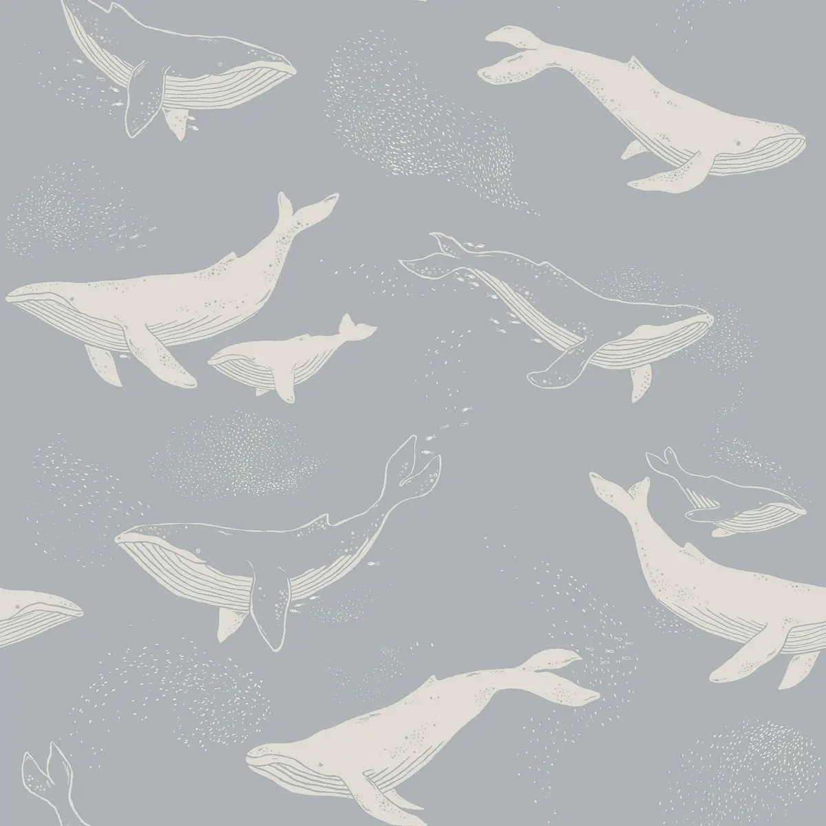 Tapet Whales, Boråstapeter x Newbie Blue 6942