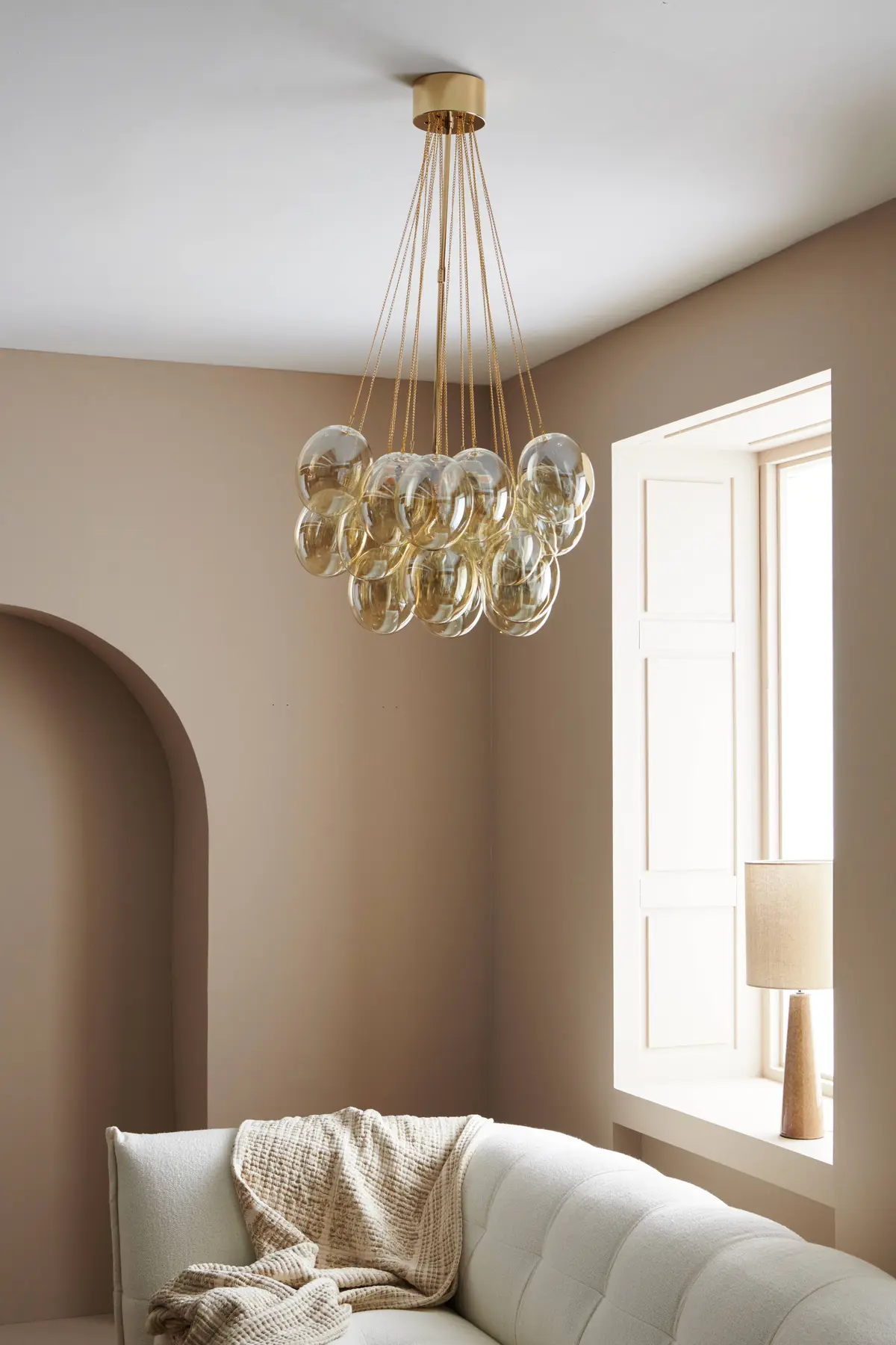Taklampe Amber Messing/rav