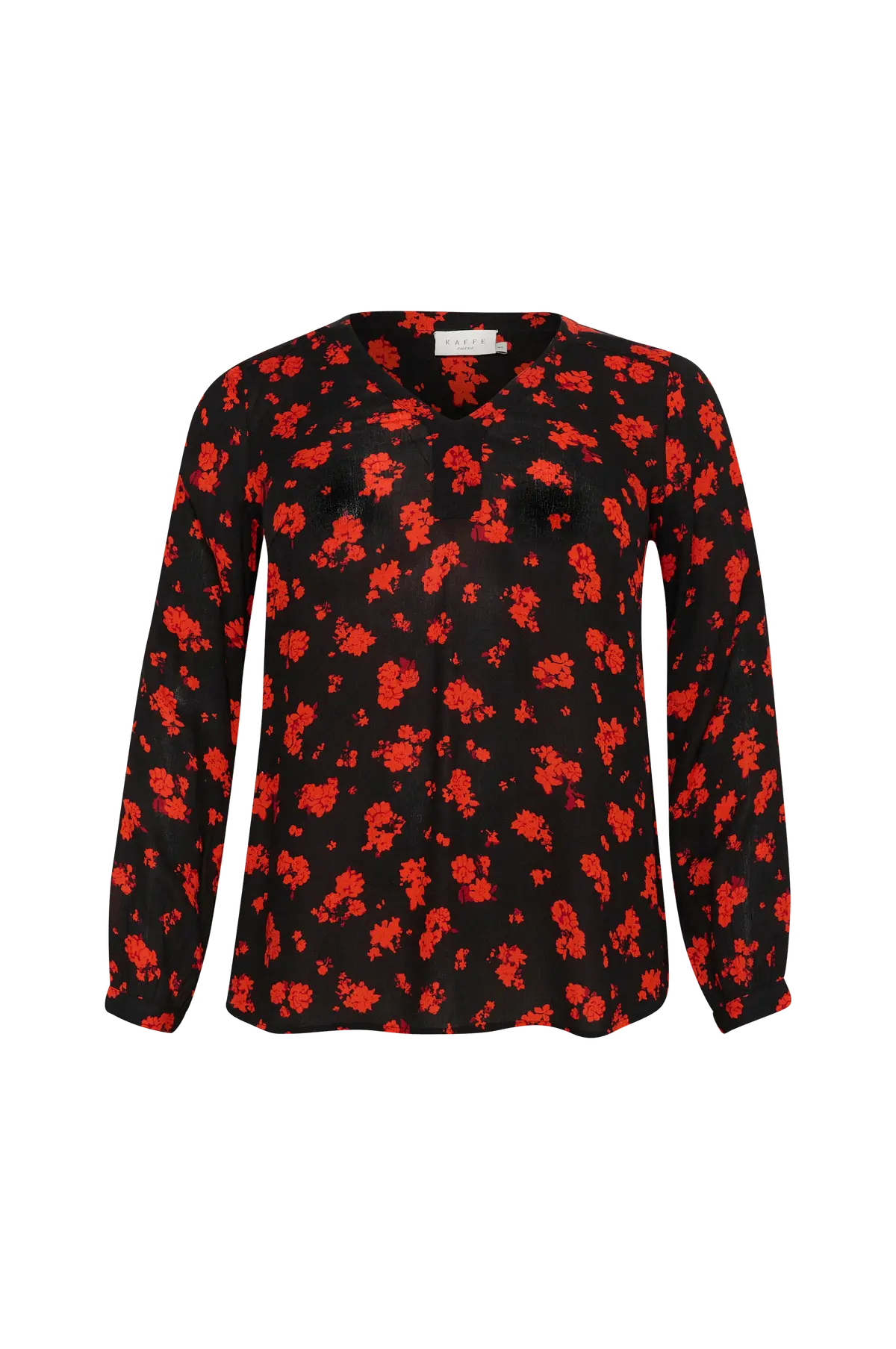Bluse kcAmi LS Blouse Printed Black_Red Flower Print
