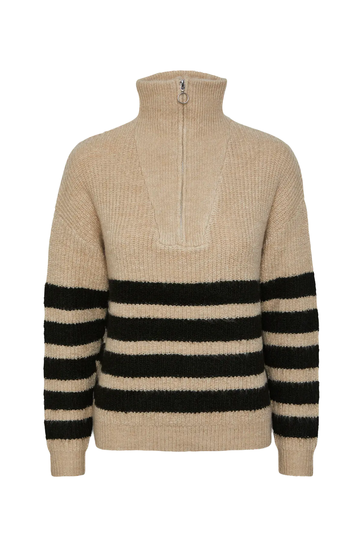 Genser pcBrooks LS Half Zip Knit Safari