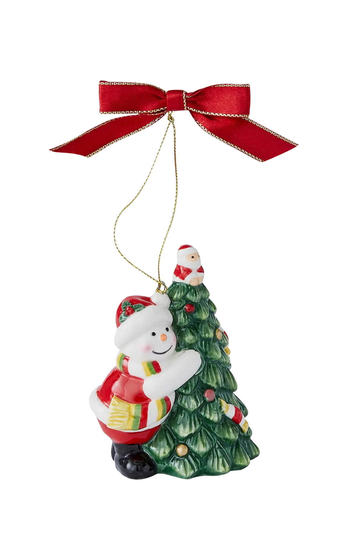 Juletrepynt Tree Hugging Snowman Christmas Tree høyde 9 cm Hvit, grønn