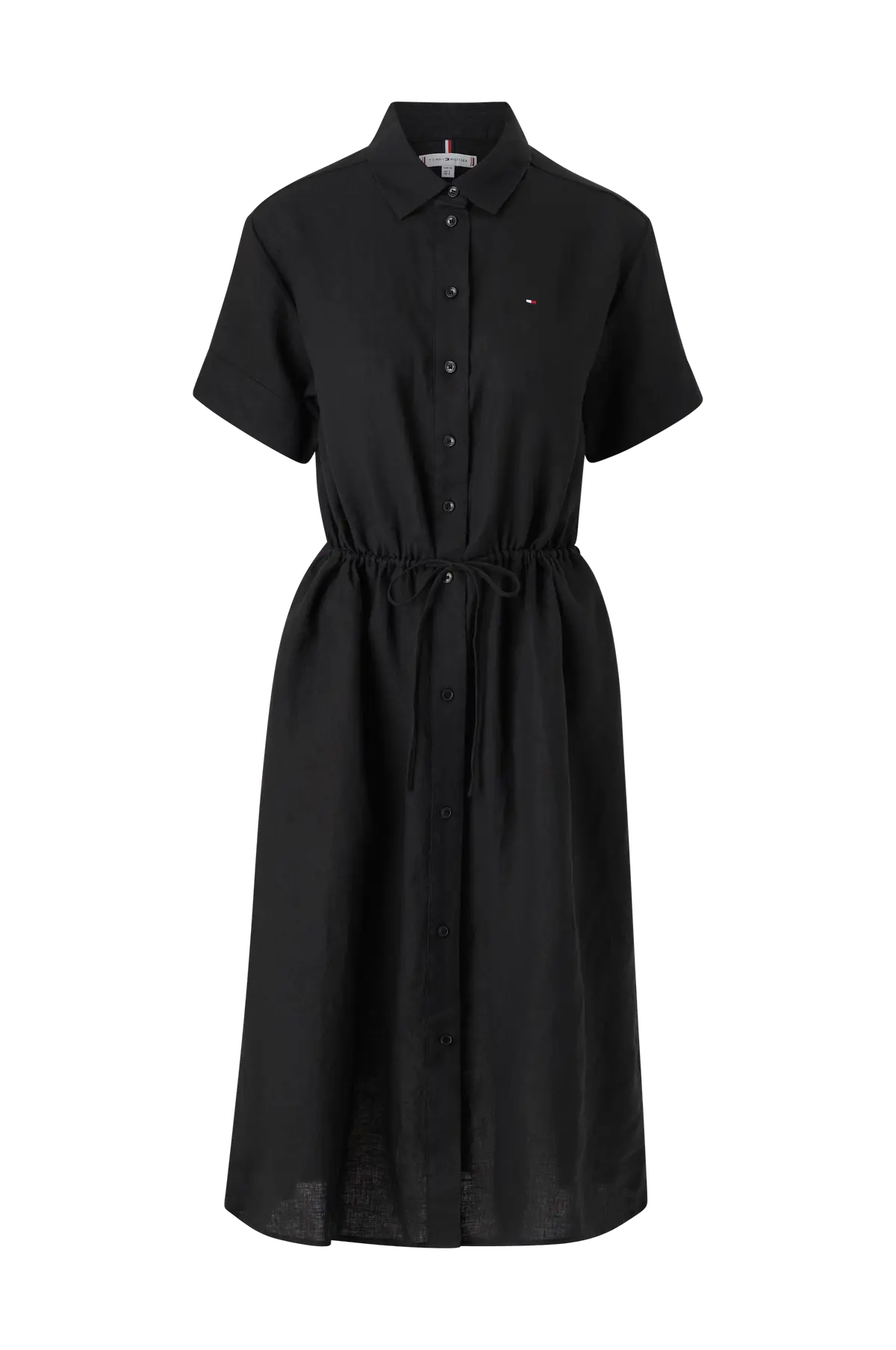 Kjole i lin Linen SS Midi Shirt Dress Black