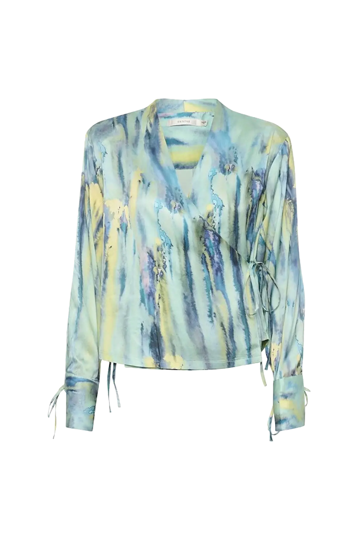 Omslagsbluse Walerygz P Wrap Blouse Green Aqua Art
