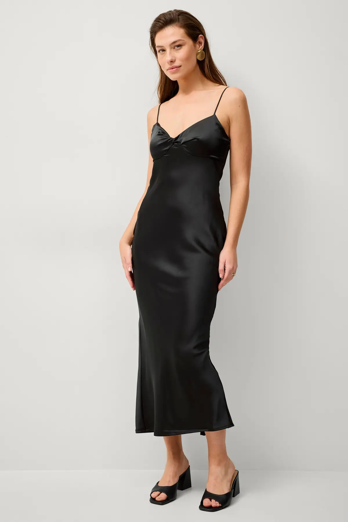 Maxikjole Twisted Strap Midi Dress Black (9000)