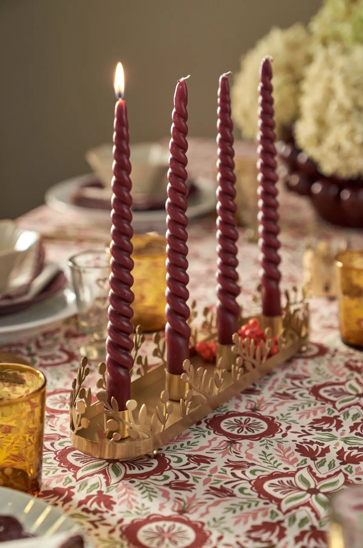 Adventslysestake Berries Brass