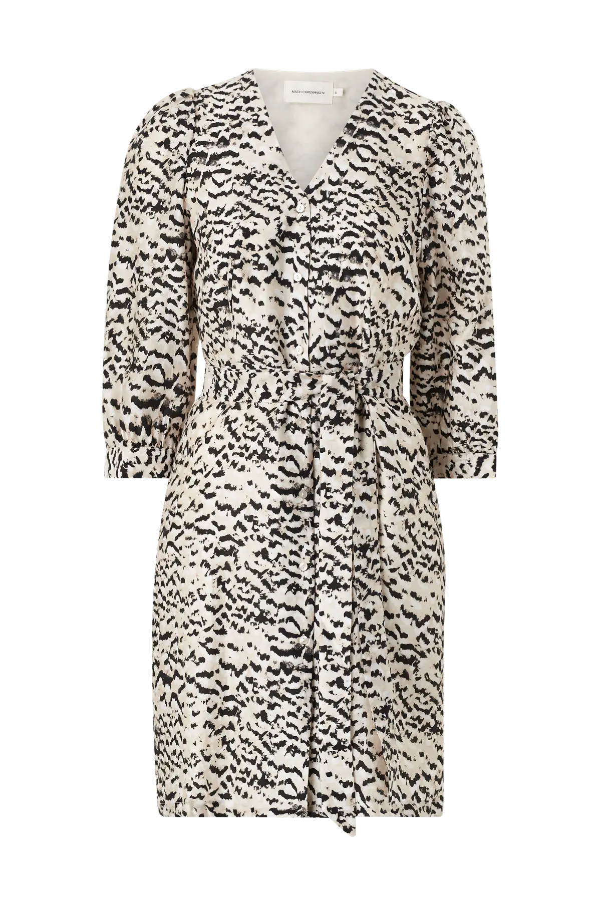 Kjole mschPhilida Maire 3/4 Dress Aop Black abstract