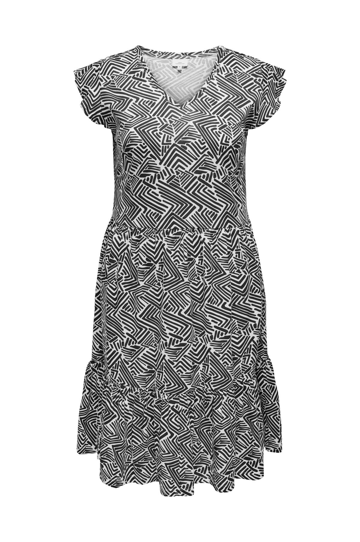 Kjole carMay Life Cap SL Frill Dress Aop Black