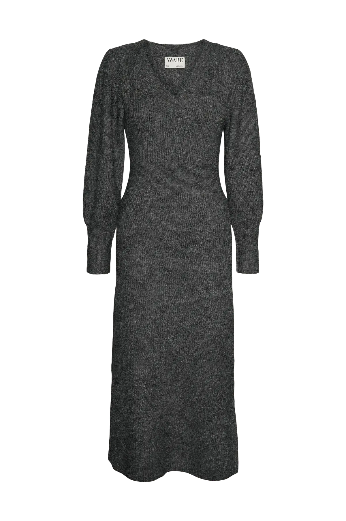 Kjole vmAngalina LS V-neck 7/8 Knit Dress Dark grey melange