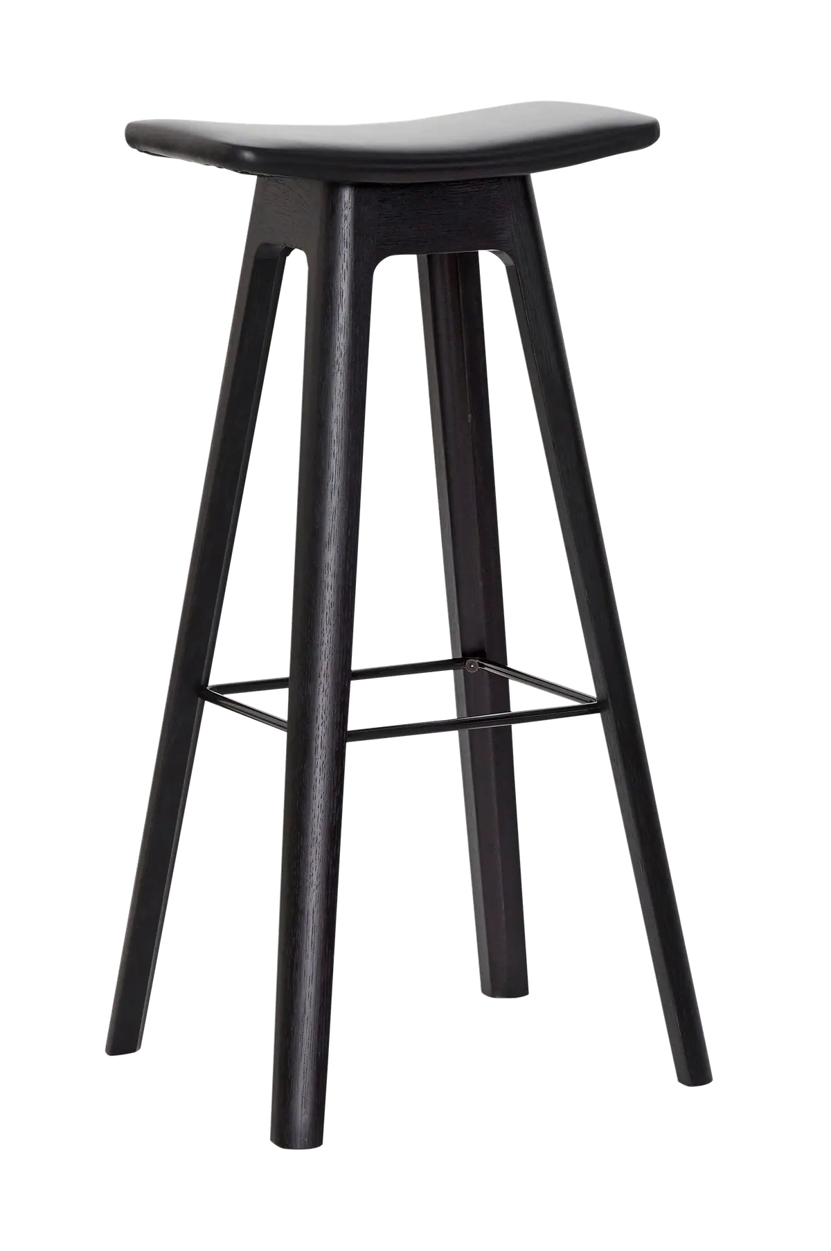 HC1 Barstol 67 cm Sete i svart skinn, understell i svart eik