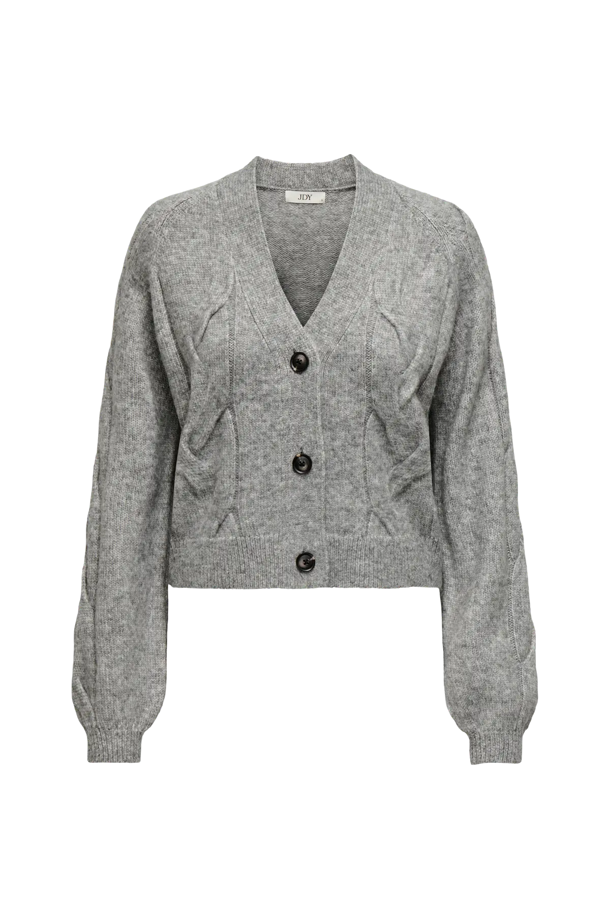 Kardigan jdySusanna L/S VN Short Cable Medium grey melange