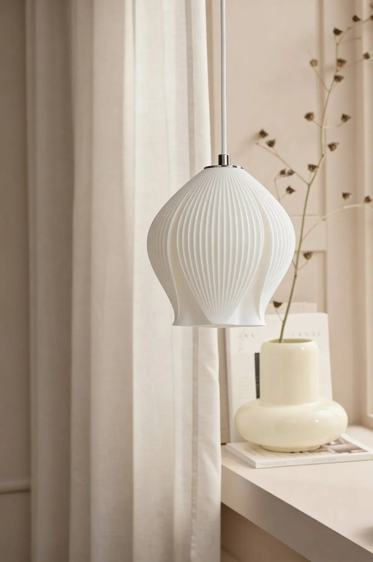 Taklampe Flora Hvit/krom