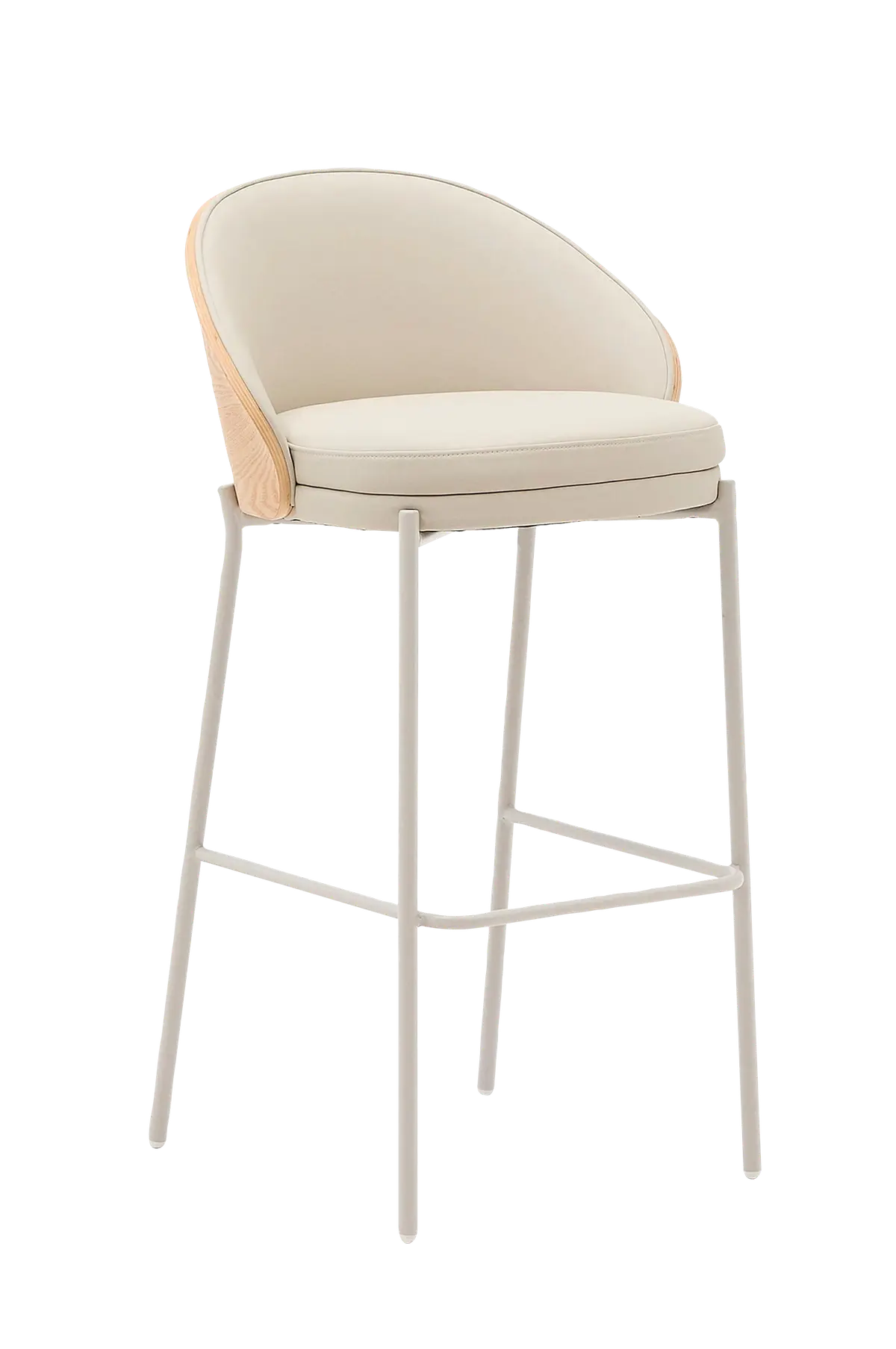 Eamy krakk i beige kunstskinn, naturfinert askefiner og beige metall 75 cm