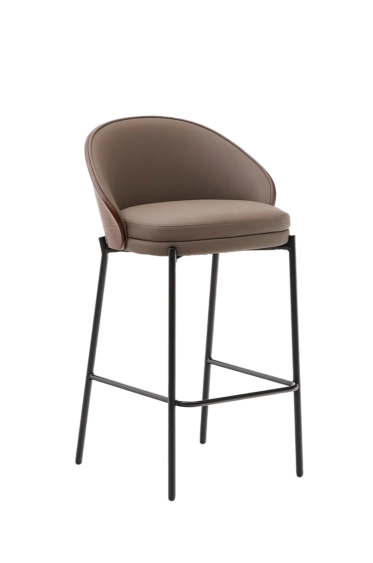Eamy krakk i brunt kunstskinn, askfiner, valnøttfinish og svart metall 65 cm Brun, svart