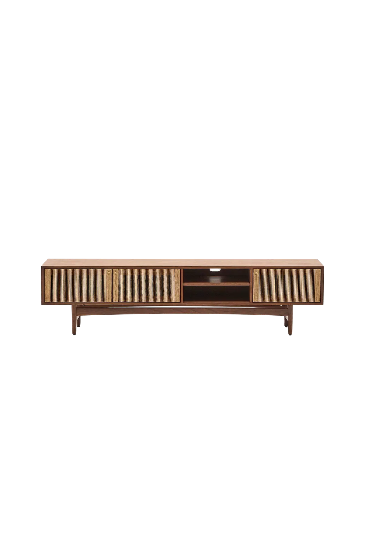 Elan Tv skap 3 dører finér og massiv valnøtt og snor 200 x 50 cm Fsc 100% Fsc Naturlig
