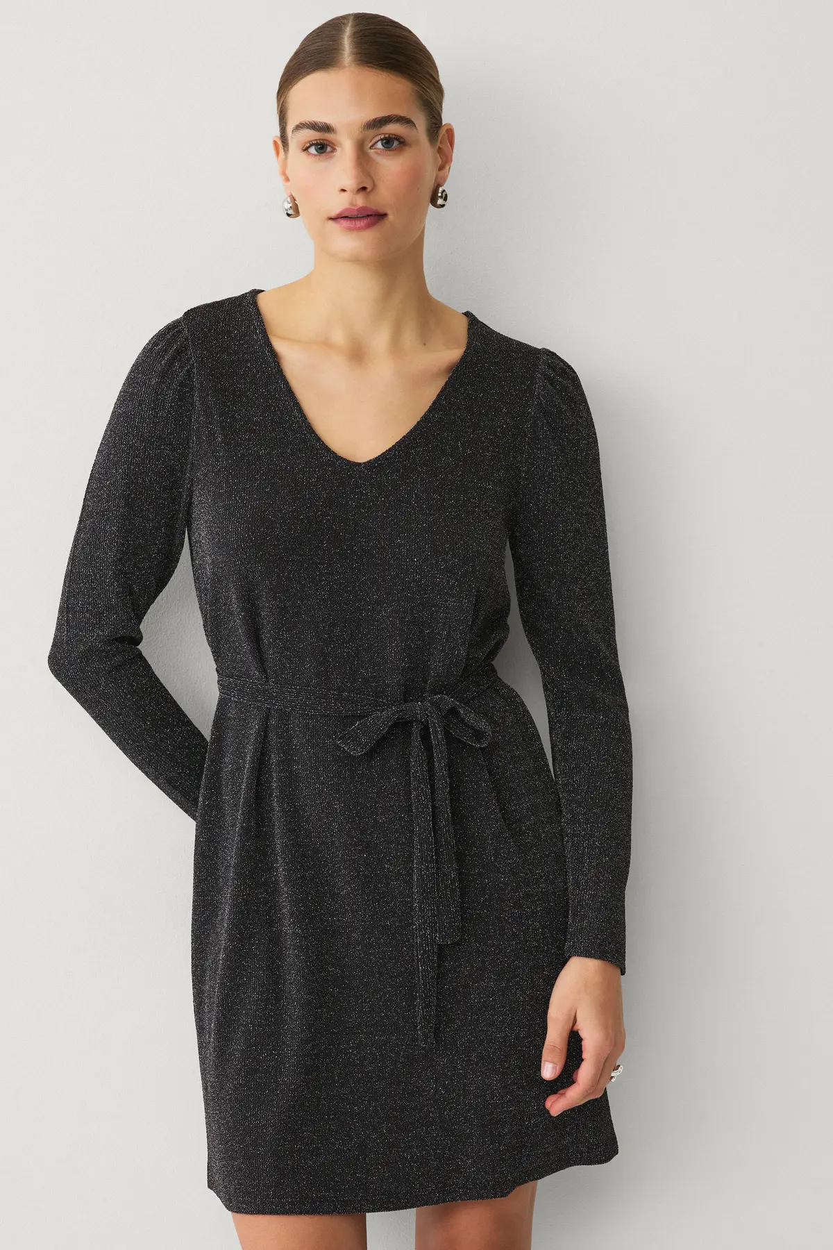 Kjole viEleina V-neck L/s Black beauty